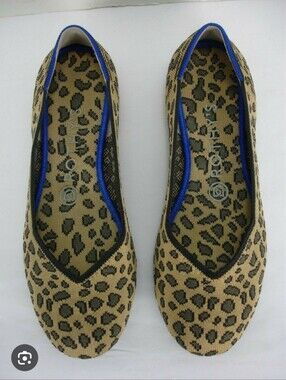 ROTHY'S THE FLAT CLASSIC CHEETAH PRINT KNIT BALLET FLATS SHOES WOMEN'S W7.